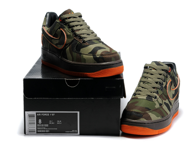 Nike Air Force Camouflage AF1 nouveaux hommes vert (2)
